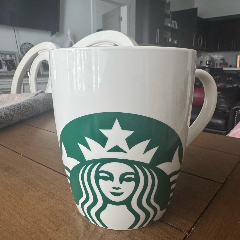 Giant 46oz. Starbucks White and Green Signature Mug! Unique. Like New.